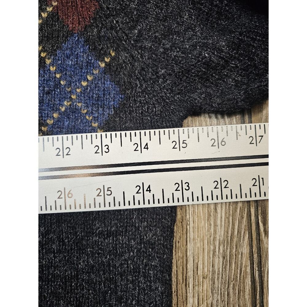 Vintage CLUB ROOM Argyle Sweater Men XL Dark Gray Shetland Wool Hong Kong - Picture 4 of 6